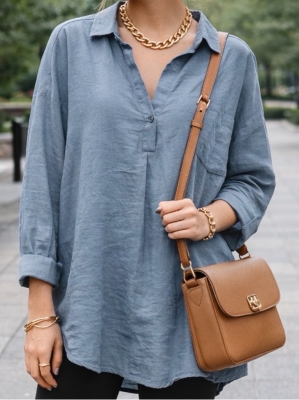Risen LA Dusty Blue Boyfriend Tunic